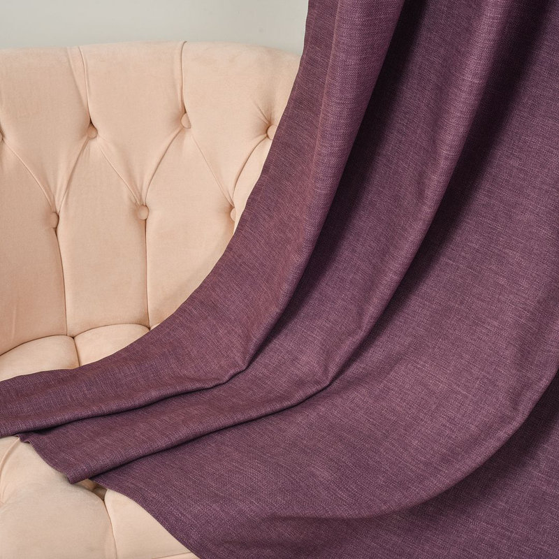 Extra Long & Extra Wide Faux Linen Decorative Curtain Single Panel, Purple, 140cm Width x 245cm Drop