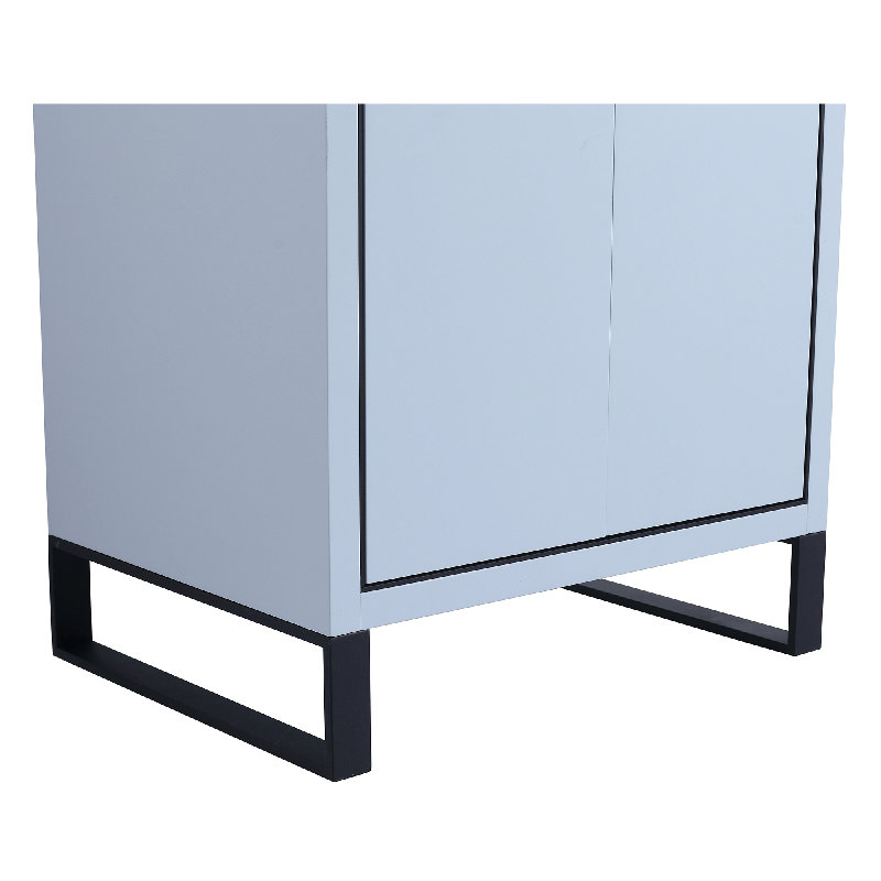 24'' Single Bathroom Vanity with Stone Top, Matte Black, Pastel Blue