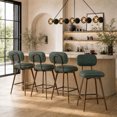 Swivel Upholstered Counter Stool with Metal Frame