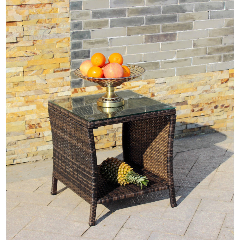 Table basse d'extérieur 1 table basse avec verre trempé transparent