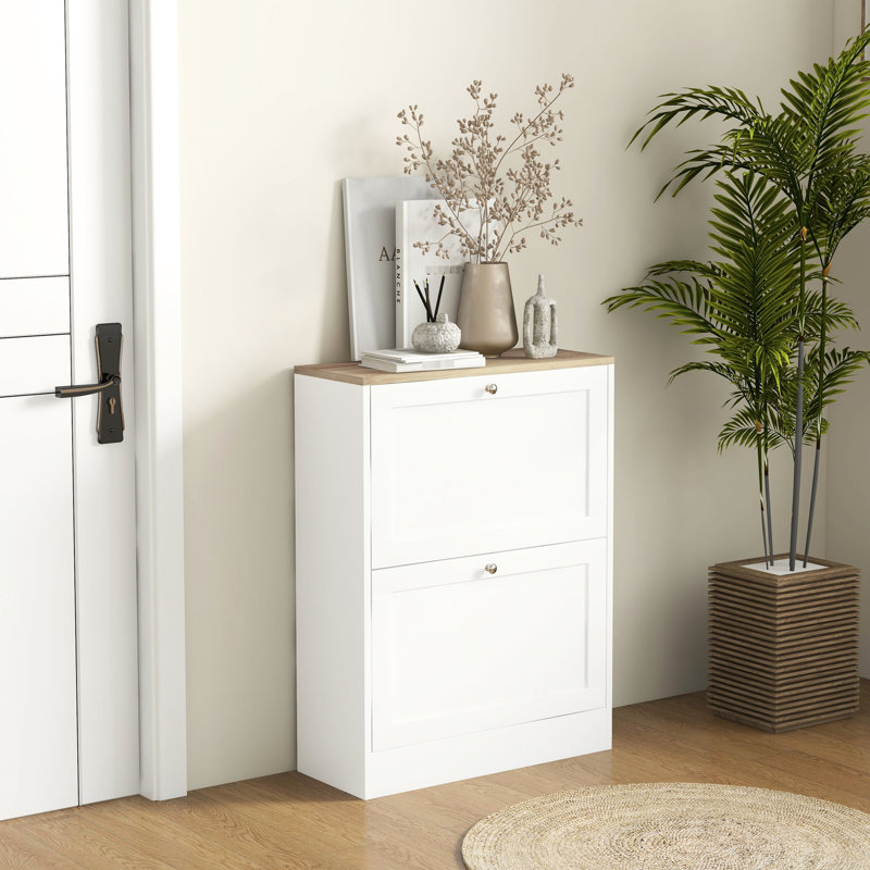 HOMCOM Slim Shoe Cabinet For Entryway