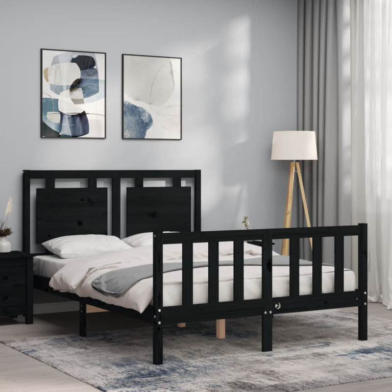 Bed Frame with Headboard, Black, 200 x 200cm