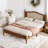 Bohemian Wooden Platform Bed With Natural Rattan Headboard And Arc Design-107820862-107820867