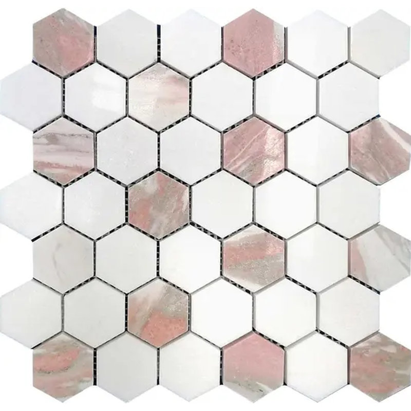Carreau de mosaïque hexagone 12 po x 12 po Rosendal Thassos, Norvège