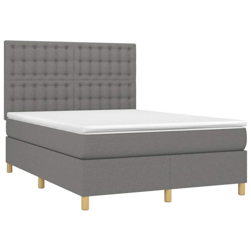Lit sommier avec matelas Vard, Tissu, Complète, Gris foncé / chêne