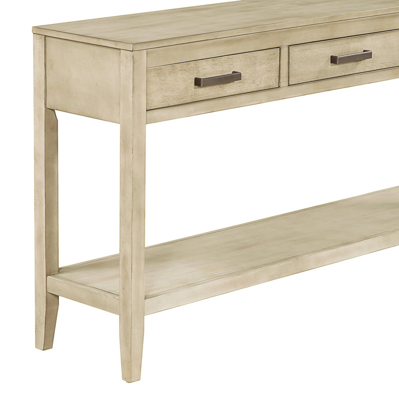 U_STYLE 59.1'' Farmhouse Entryway Table With 3 Drawers, Gray