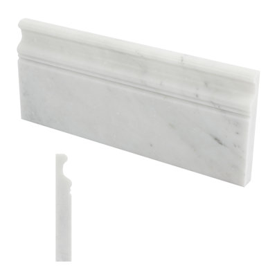 Ensemble de 4 moulures de plinthe en marbre blanc de Carrare Diflart, rondes de 5 x 12 po, adoucies