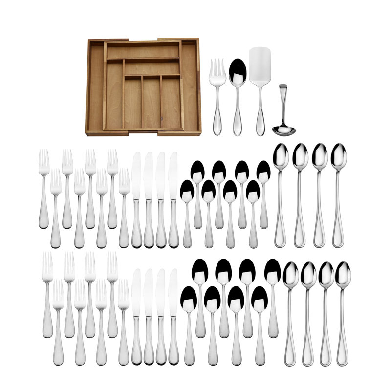 Bravo 52-Pc Flatware Set W/Expanding Caddy, Stainless Steel, Service For 8
