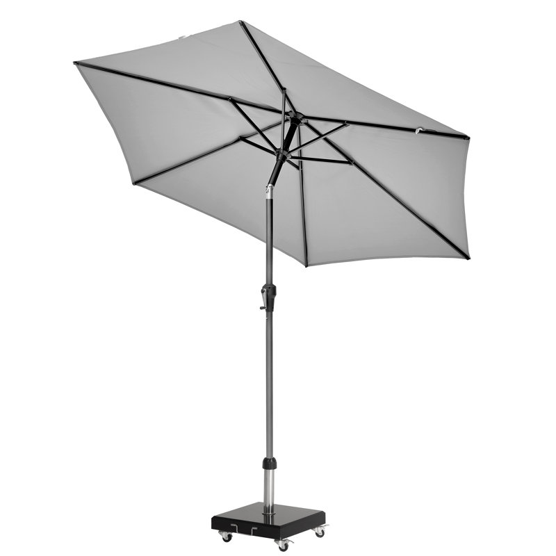 Hatten Riva Traditional Round Parasol, Luna Grey, 232cm H x 250cm W x 250cm D
