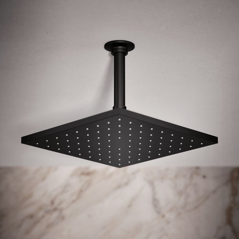 Contemporary Multi Function Rain Shower Head, Matte Black, 1.75 GPM, Square