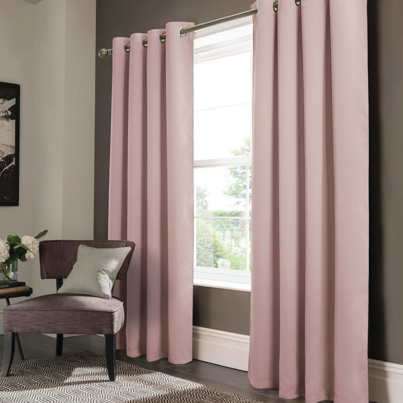 Panneau de rideau simple occultant avec œillets, Rosé