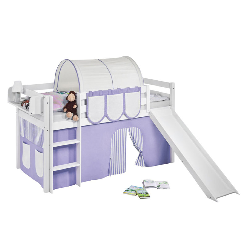 Basic Kids Loft Bed, Purple and beige, European Single (90 x 200 cm)