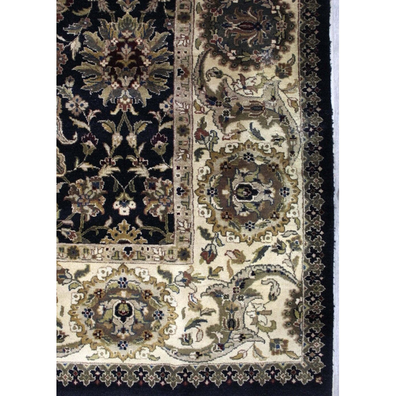 Tapis noir / beige / vert unique de 8 pi 10 po x 12 pi 3 po