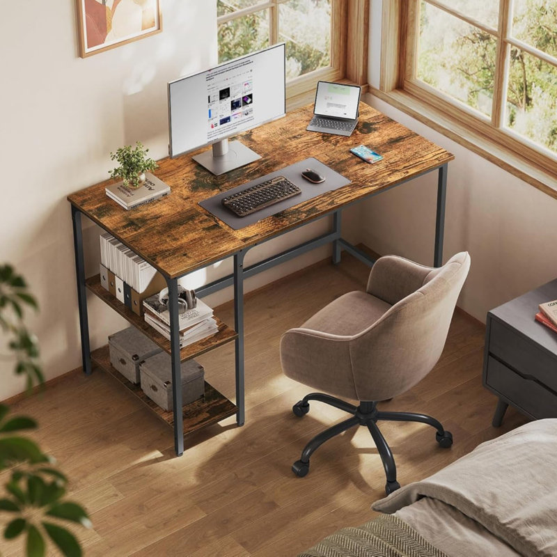 MDF Steel Computer Desk, 776 cm H x 120 cm W x 60 cm D, Brown/Black