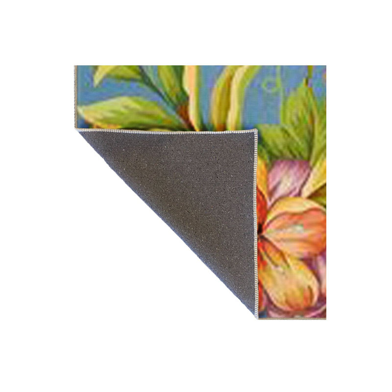 Tapis décoratif multicolore à motif floral multicolore lavable à la machine, Rectangle 3 pi 3 po x 4 pi 11 po