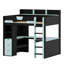 Lit mezzanine Gaming avec bureau en U, lumières DEL RVB, ports USB, tiroirs et tablettes de rangement-130488978-130488975