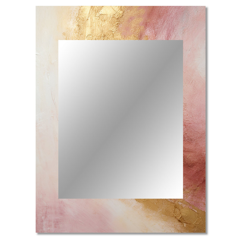 Or rose désert Mirage Spiral I - abstrait spirales murales, miroir décoratif doré, impression sur métal, 40 po x 30 po