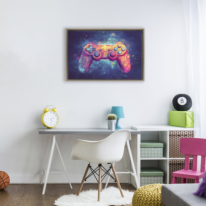 Futuristic Cosmic Game Controller Floating Frame, design by Creative Studio, 17 x 25, Montalcino Elm Floater Framed