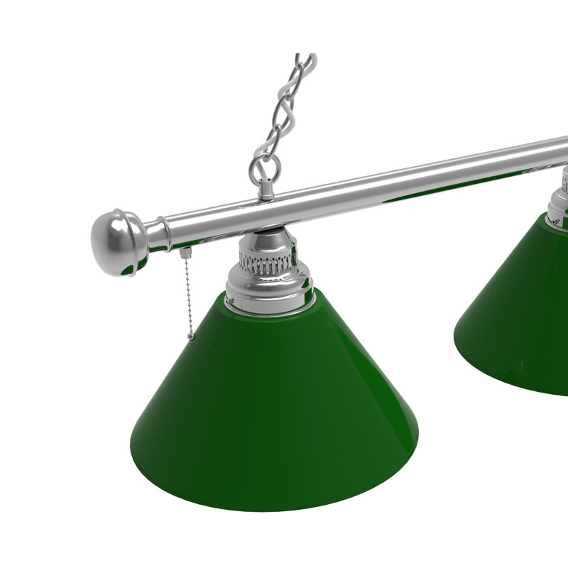 3 - Light Pool Table Lights Pendant, Chrome, Green
