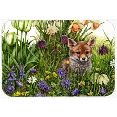 Caroline's Treasures April Fox Glass Cutting Board