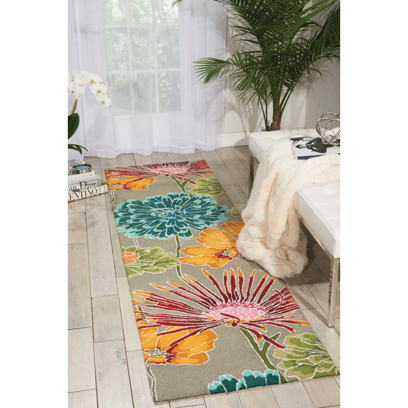 Tapis gris contemporain Karyn, Tapis de couloir 2 pi 3 po x 8 pi