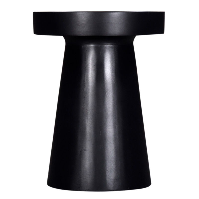 Glam 16 In. Solid Wood Round Pedestal End/Side Table, Living Room Sofa Side Accent Table, Black