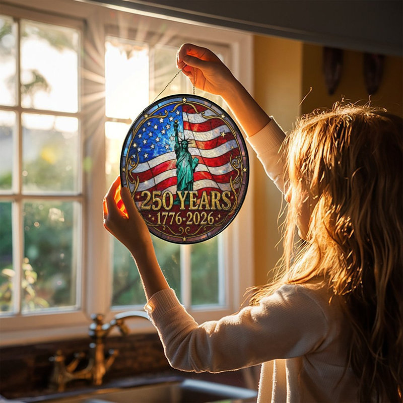 Statue de drapeau américain Liberty Stars Stripes 250 Years, 9,8 x 9,8 po (25 x 25 cm)