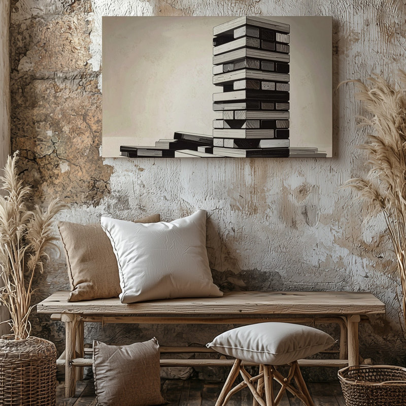 Toile tendue à la main Jenga Tower, H 30 po x l 40 po