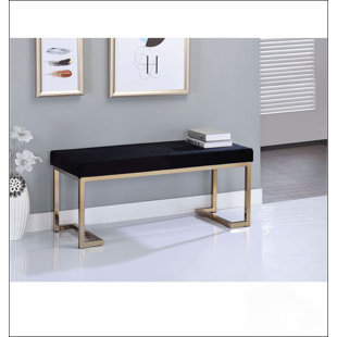 Banc 18 x 40 x 16, banc en tissu et champagne Boice