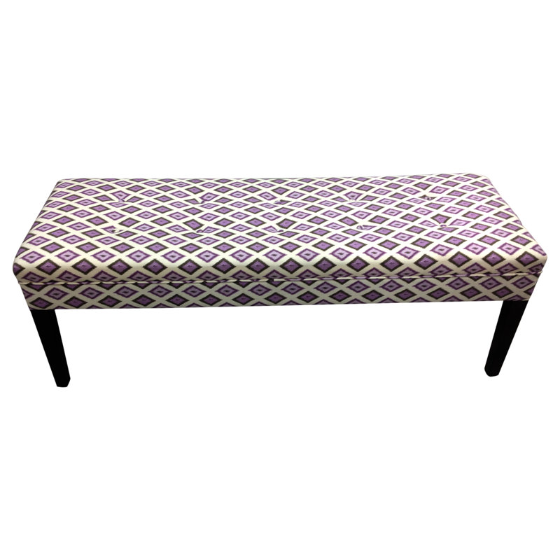 Upholstered Bench, Purple/ Geometric