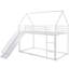 Twin Over Twin House Bunk Bed With Ladder And Slide,White