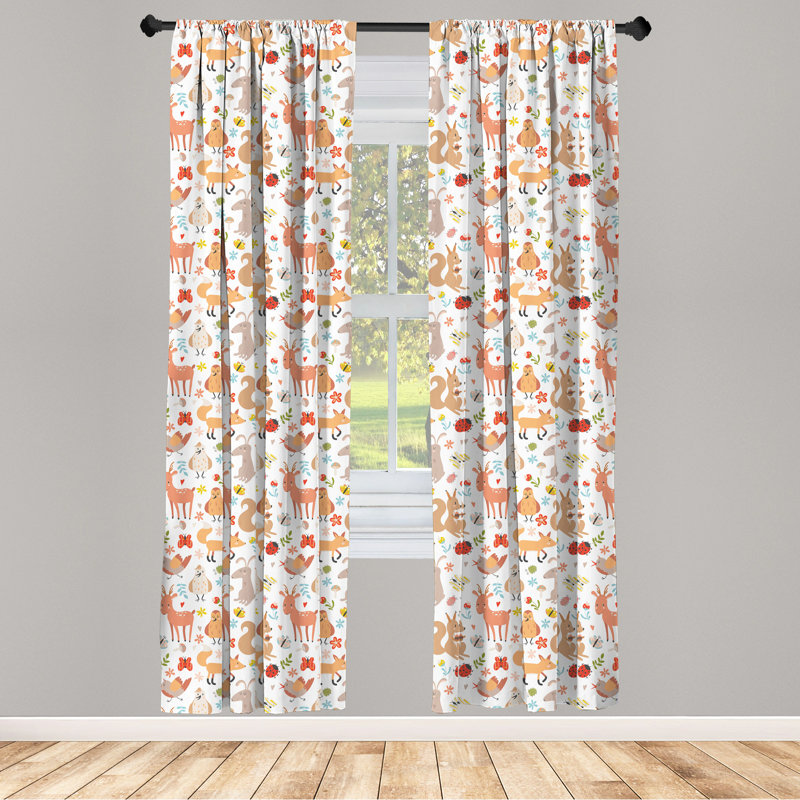 Nursery Floral Semi-Sheer Rod Pocket Curtain Panels, 28" x 84"