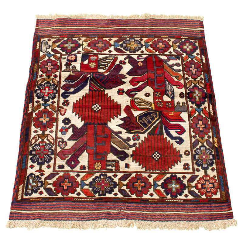 Tapis unique en laine noué à la main 4 pi 1 po x 5 pi 7 po nouvel âge Gwendel
