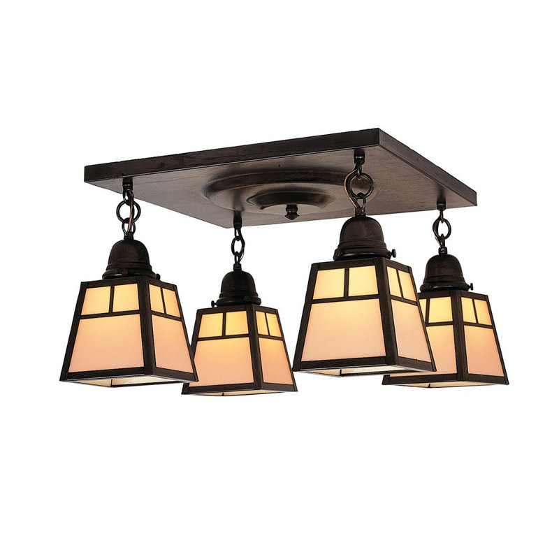 A-line 4 - Light Semi Flush Mount, Yes, Bronze, White Opalescent
