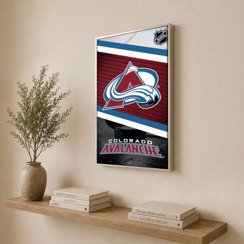 Décoration murale Colorado Avalanche NHL, H 36 po x l 24 po, Cadre plat flottant, Champagne