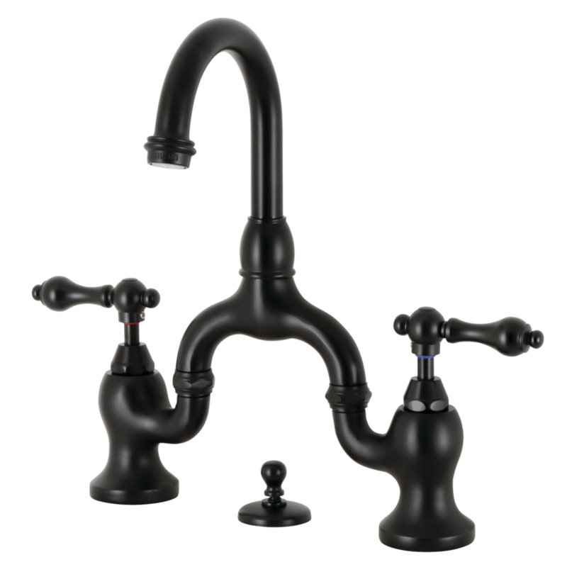 Robinet de salle de bain pont à deux poignées à fixation sur le comptoir à 3 trous Kingston, Noir mat