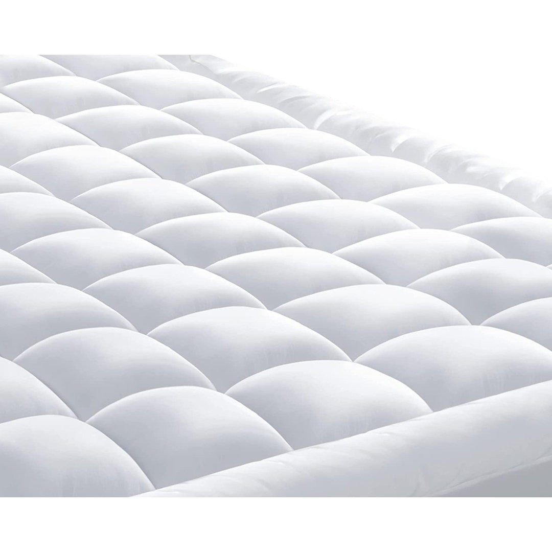 Down Alternative Extra Plush Mattress Pad, GOTS Certified Organic Cotton Cover, 1350 GSM Alwyn Home Bed 