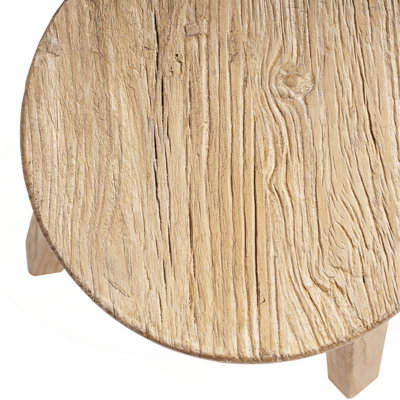 Tabouret rond Linden 15,5 po en orme clair, orme clair recyclé