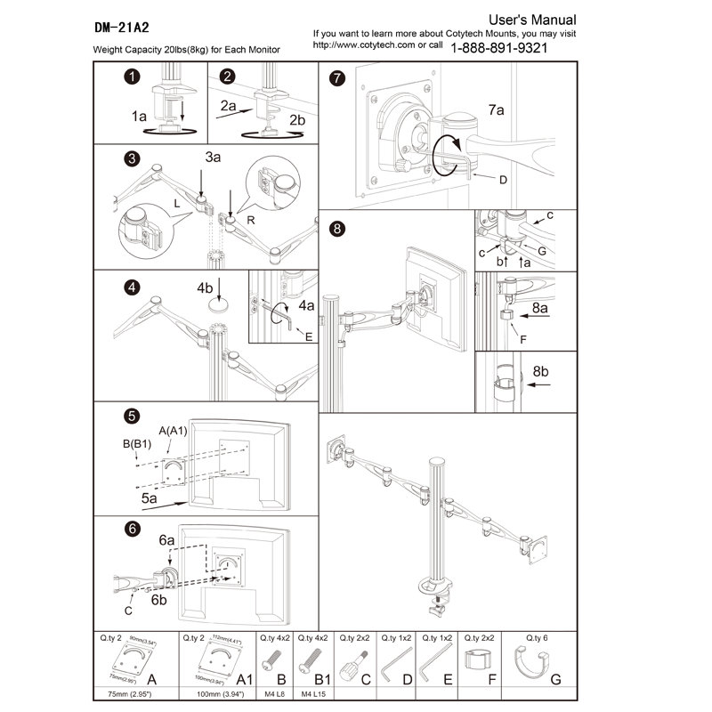 Cotytech Multi-Screen Pole Mount, Grommet