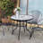 Patio Round Table Tempered Glass Steel Frame Outdoor Pool Yard Garden
