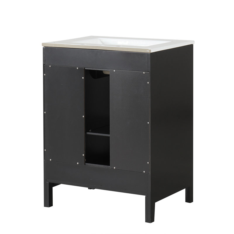 Meuble-lavabo de salle de bain avec lavabo, Noir, noir, noir, noir