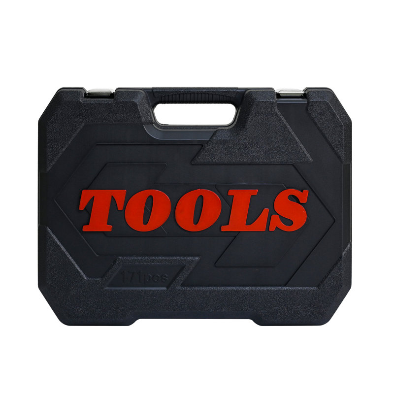 Boîte à outils noire à douille et clé à cliquet, outils en acier au carbone de 171 pièces, pour l'entretien de la maison, avec serrure, mécanicien automobile bricoleur approprié
