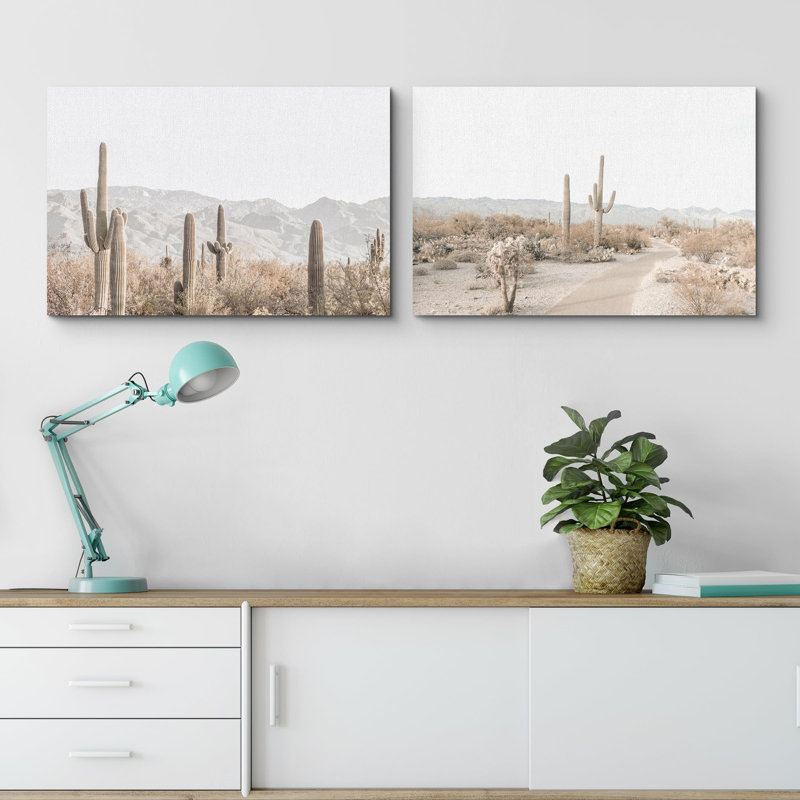 «Southwest Desert Cactus», 2 pièces, H 24 po x l 36 po, Toile tendue
