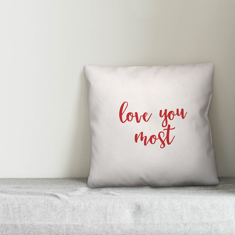  Coussin 16 po Love You Most, Coussin décoratif, Blanc / rouge