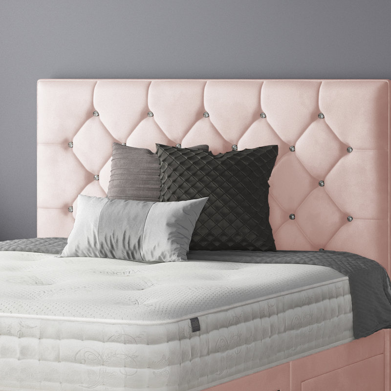 Eberhardt Divan Bed Base, Super King (6'), Pink, 2 Foot-end Drawers