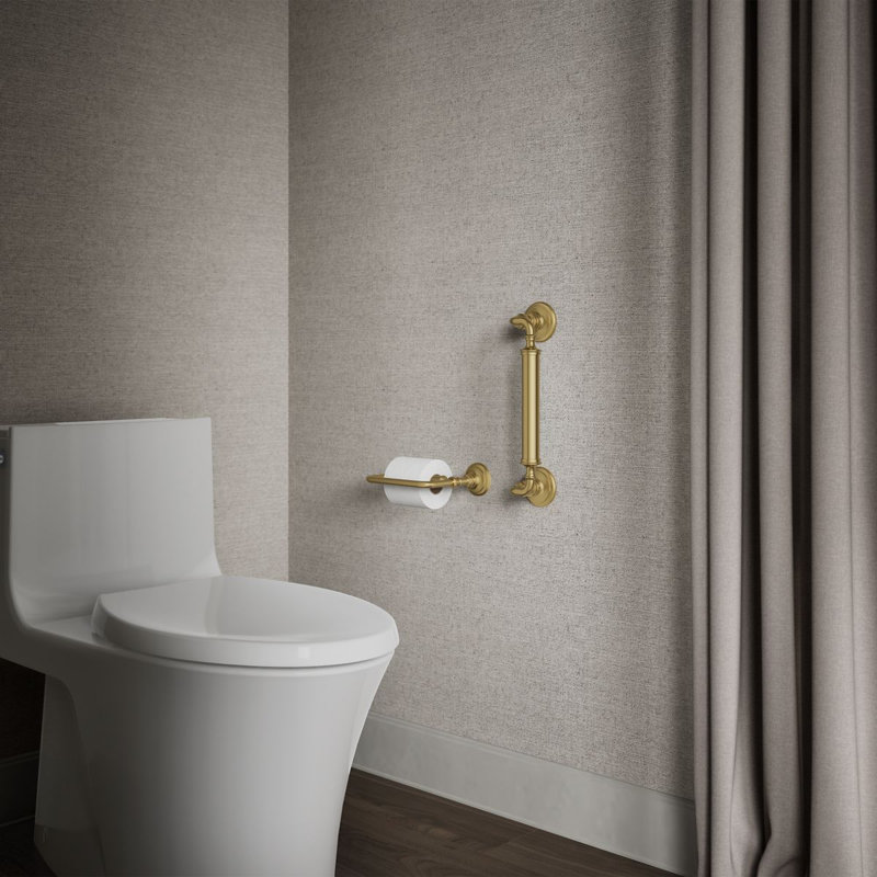 Kohler Artifacts Grab Bar, 12"W, Vibrant Brushed Modern Brass