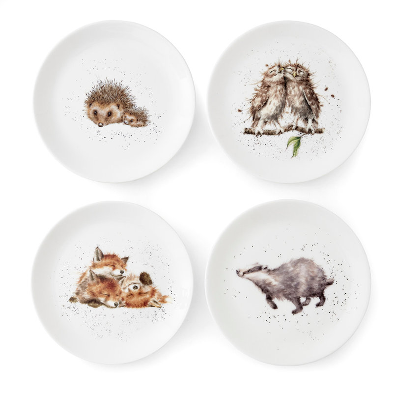 Assiette à hors-d'œuvre en porcelaine de 8,3 po Wrendale Designs, ensemble de 4