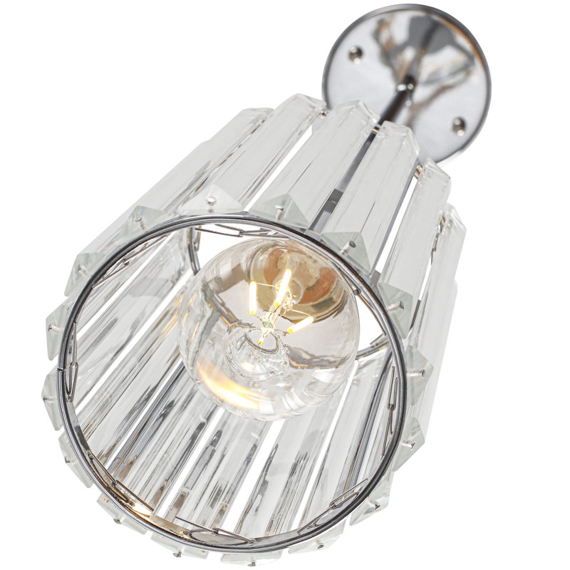Luminaire suspendu moderne en cristal 1 lumière à hauteur réglable, Chrome chrome