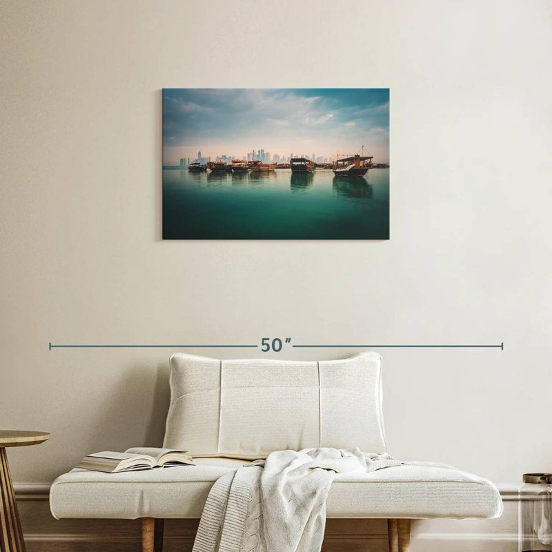 Mehar, corniche de Dhang, bateaux de boutre, H 20 po x l 30 po