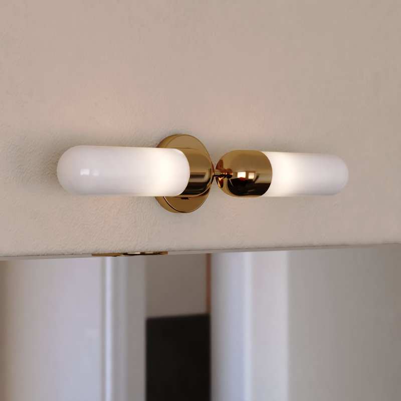 Malayeka 24.75 In. Bath Bar Vanity Light White Glass Shade, Antique Gold